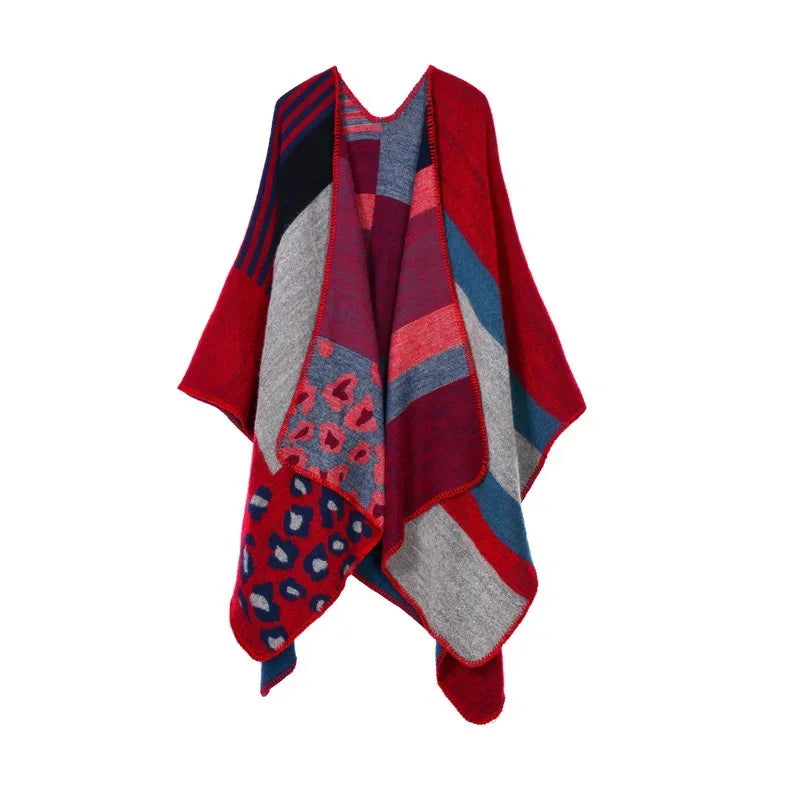 Winter Imitation Cashmere Poncho Cape Wrap