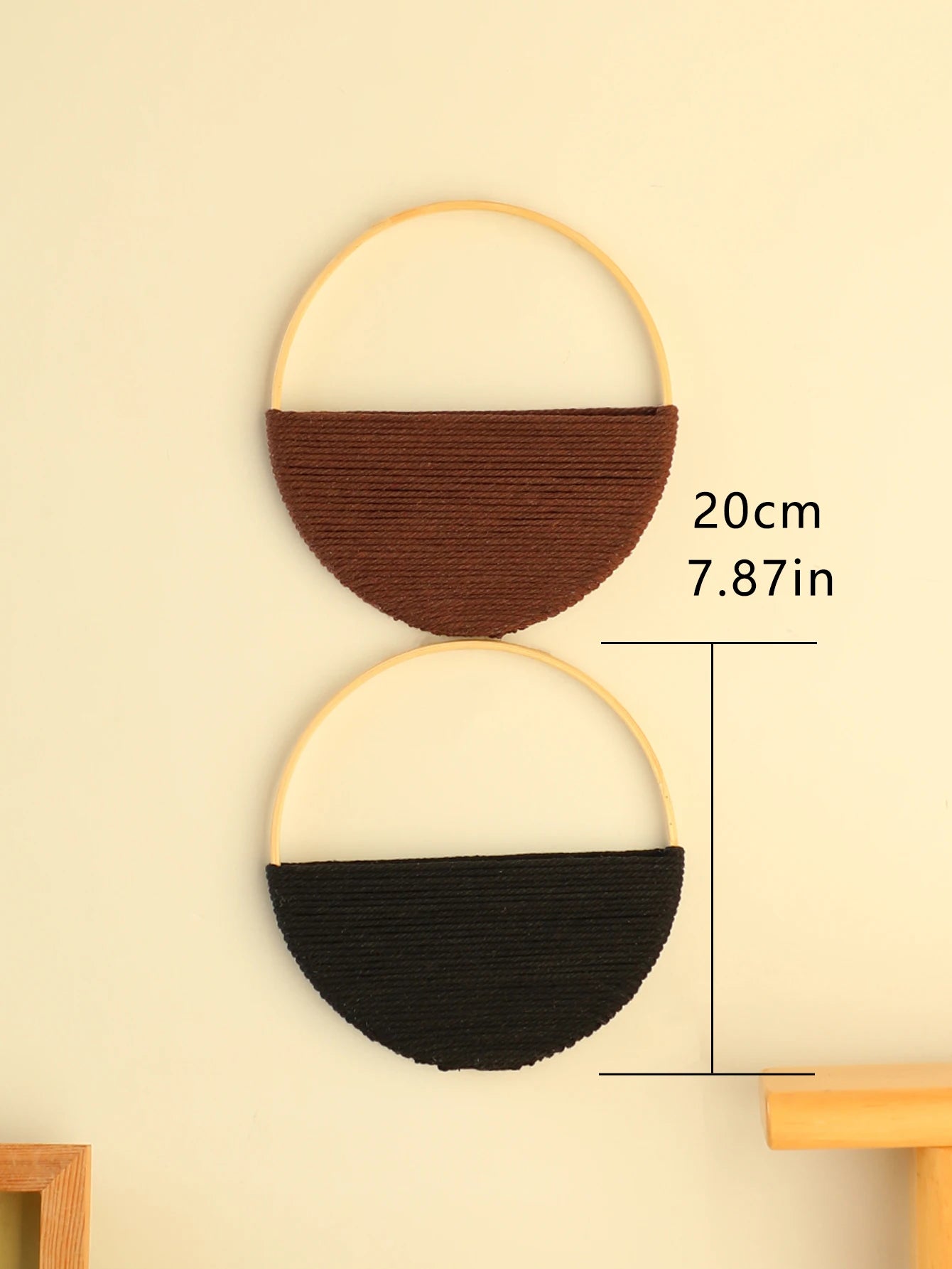 2Pcs Round Macrame Boho Wall Hanging Set