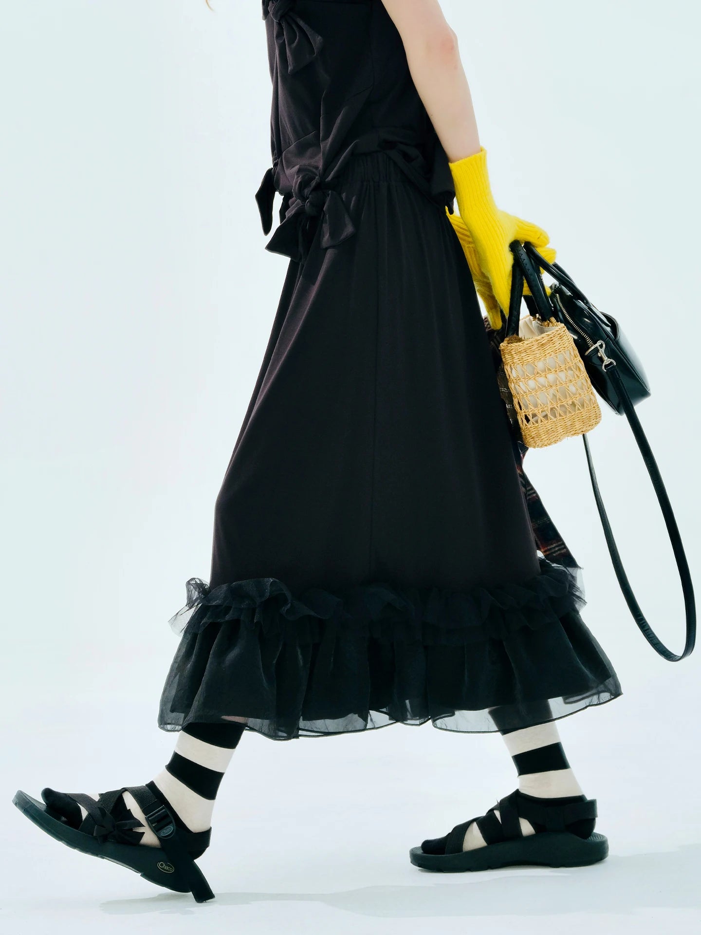 Imakokoni Black Lace A-Line Midi Skirt