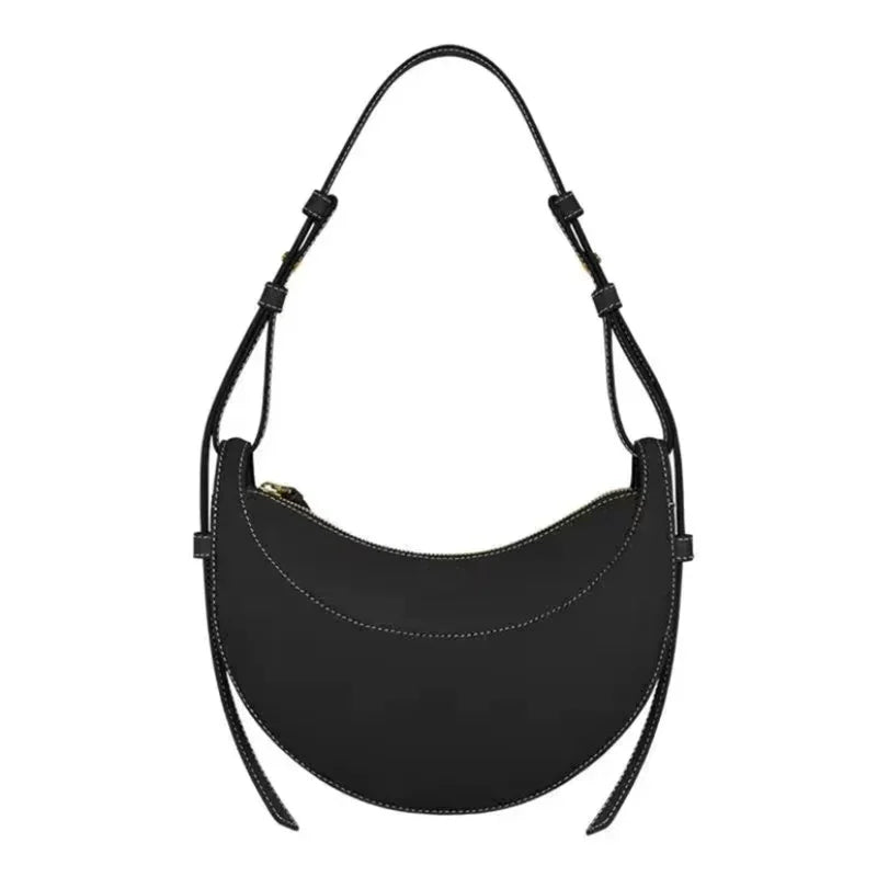 French Genuine Leather Crescent Shoulder Bag