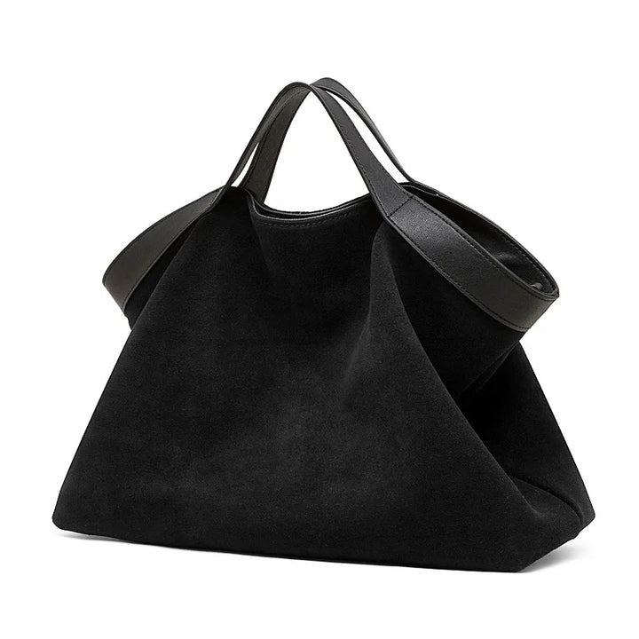 Genuine Cowhide Suede Hobo Tote Bag