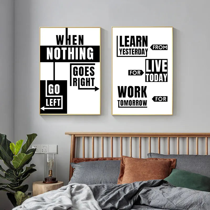 Modern Black & White Quote Canvas Art