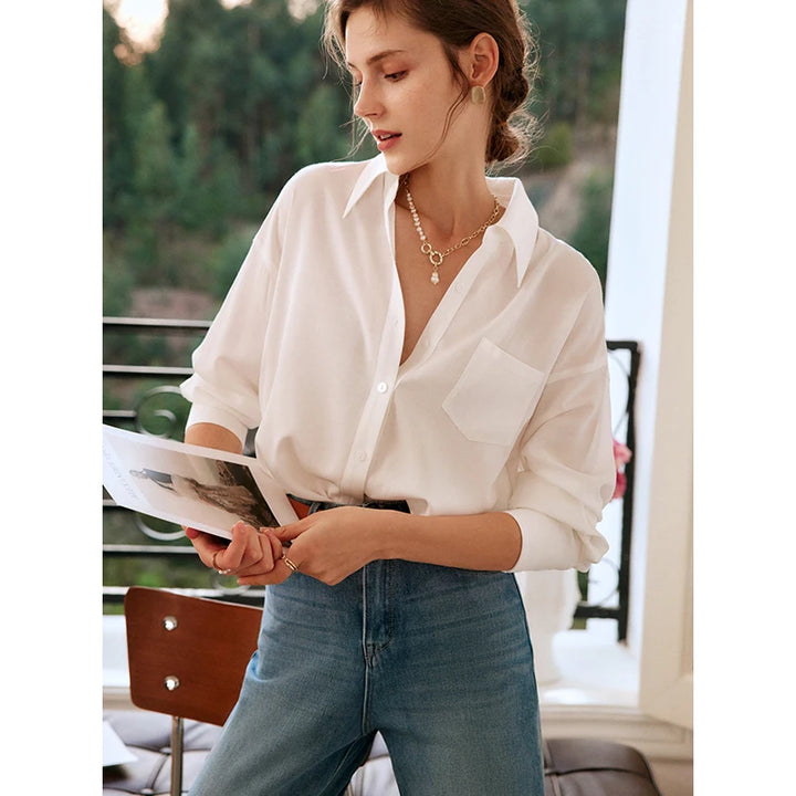Women’s French Style White Long Sleeve Blouse