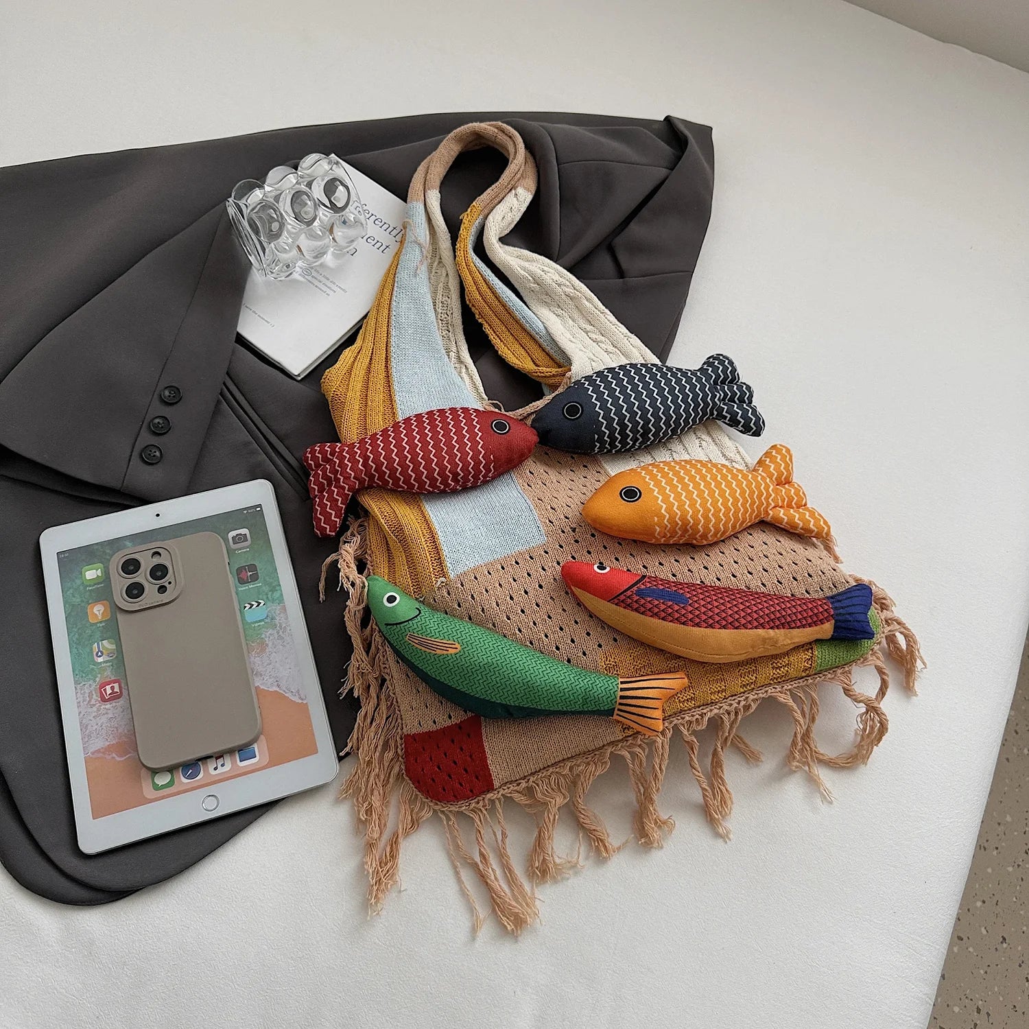 Cute Fish Knitted Tote Bag
