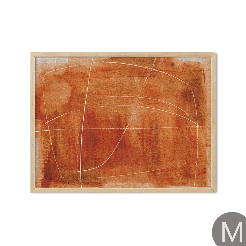 Abstract Thistles Terracotta Line Canvas Wall Art