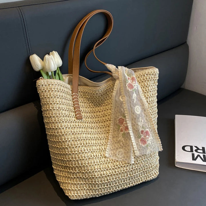 Summer Large Capacity Woven Straw Tote Bag