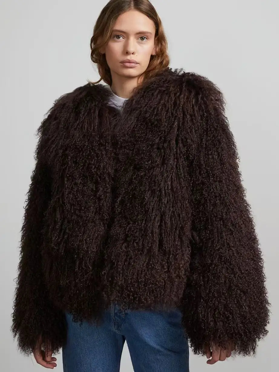 Luxury Mongolian Fur Thick Winter Coat
