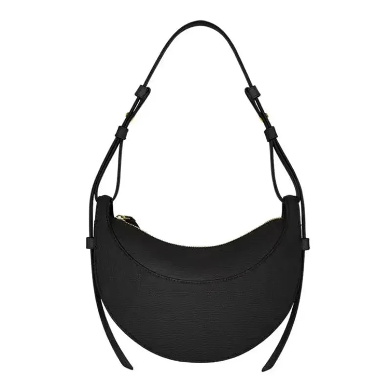 French Genuine Leather Crescent Shoulder Bag