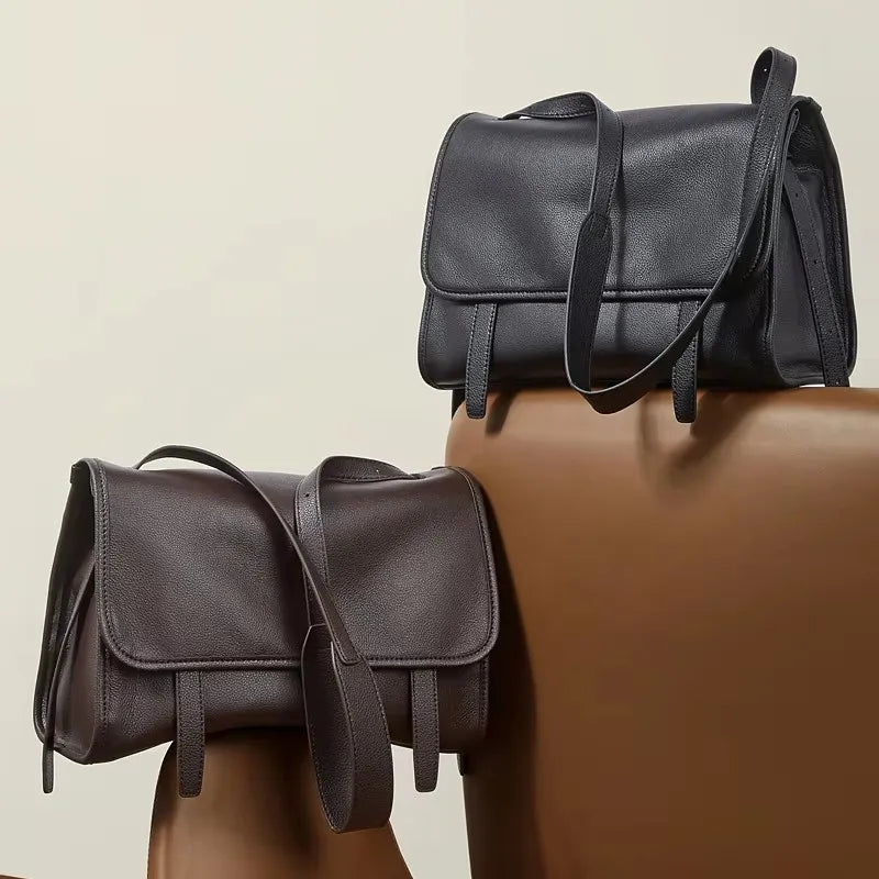 Genuine Cow Leather Satchel Shoulder Bag