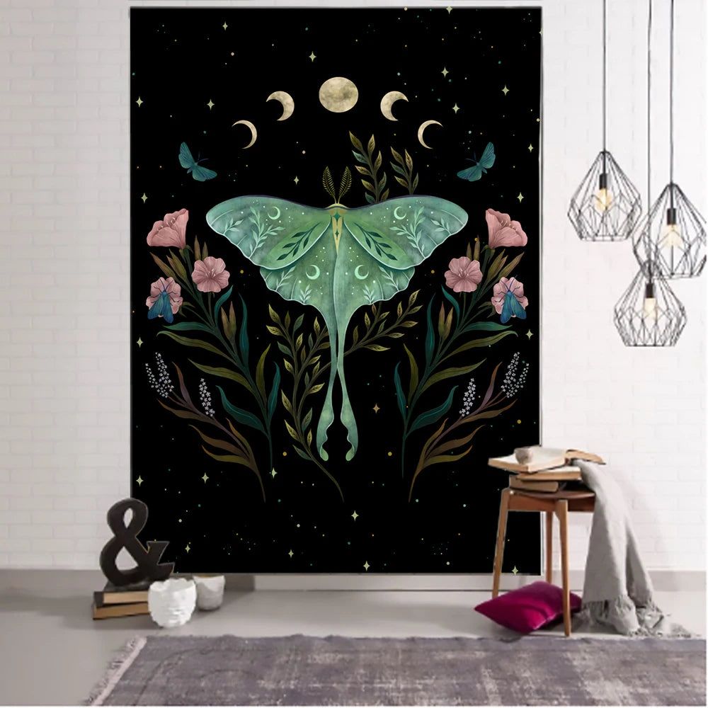 Mushroom Sun Moon Stars Psychedelic Tapestry