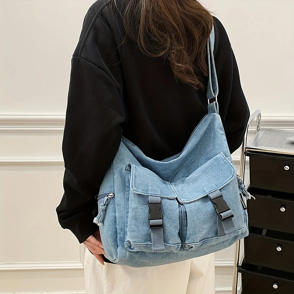 Women Large Capacity Denim Shoulder Crossbody Bag