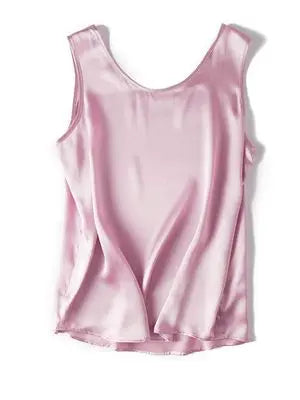 Women’s 100% Mulberry Silk O-Neck Sleeveless Tank Top
