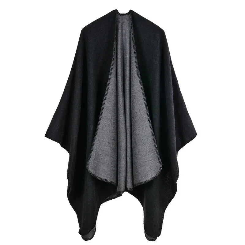 Winter Imitation Cashmere Poncho Cape Wrap
