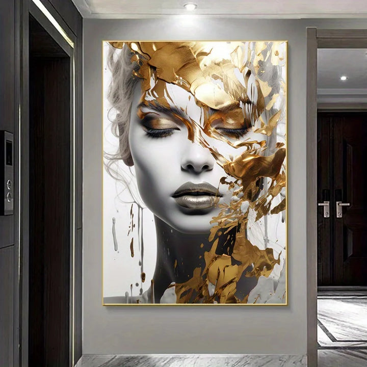 Modern Abstract Woman Face Canvas Art Poster