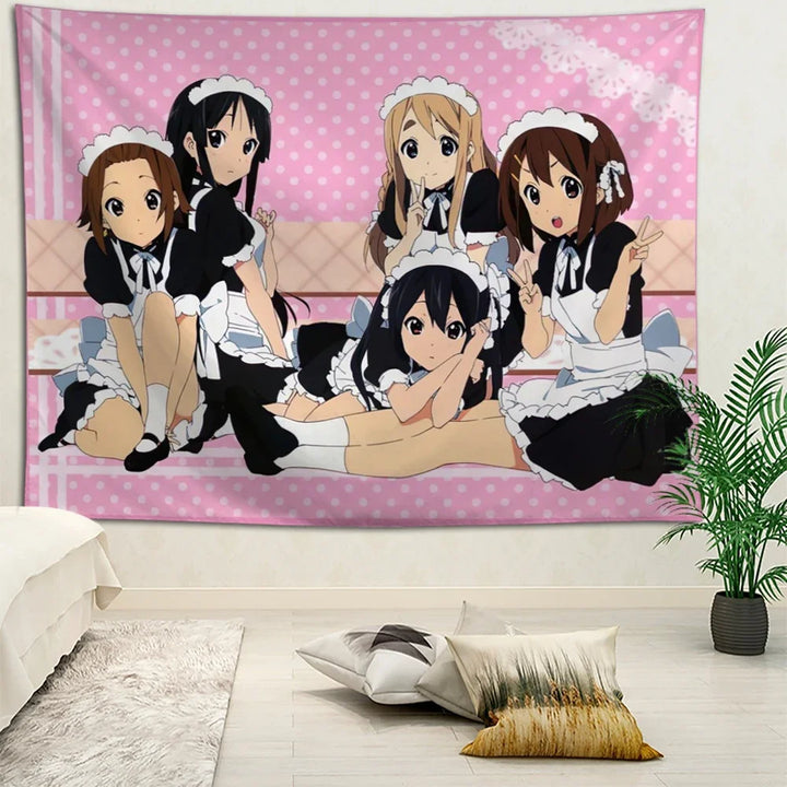 Cute Anime Girl Group Tapestry Wall Decor