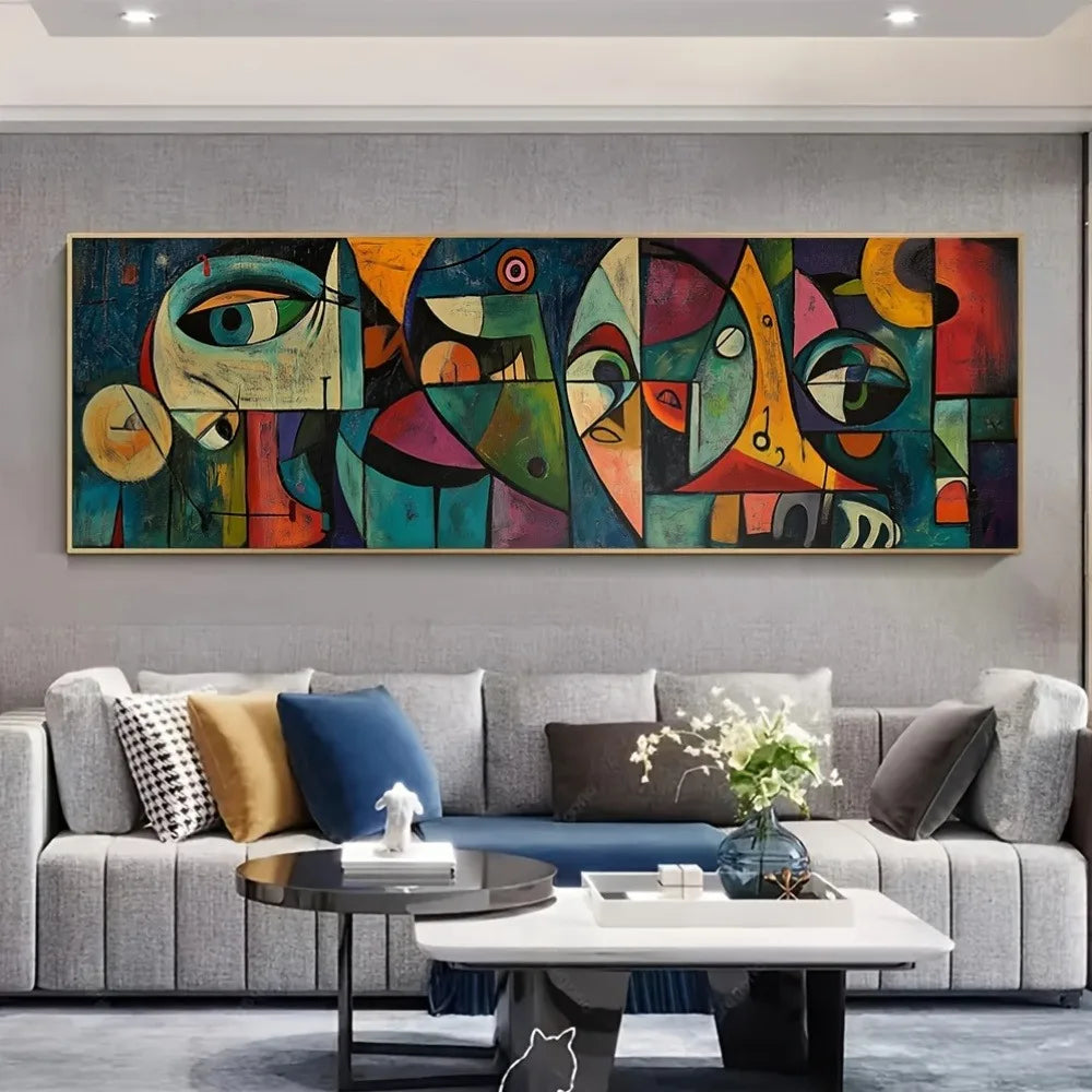 1pc Picasso-inspired Abstract Wall Art,Framed Fashion Theme Decor,Classic Character Style,for Living Room and Bedroom Home Decor
