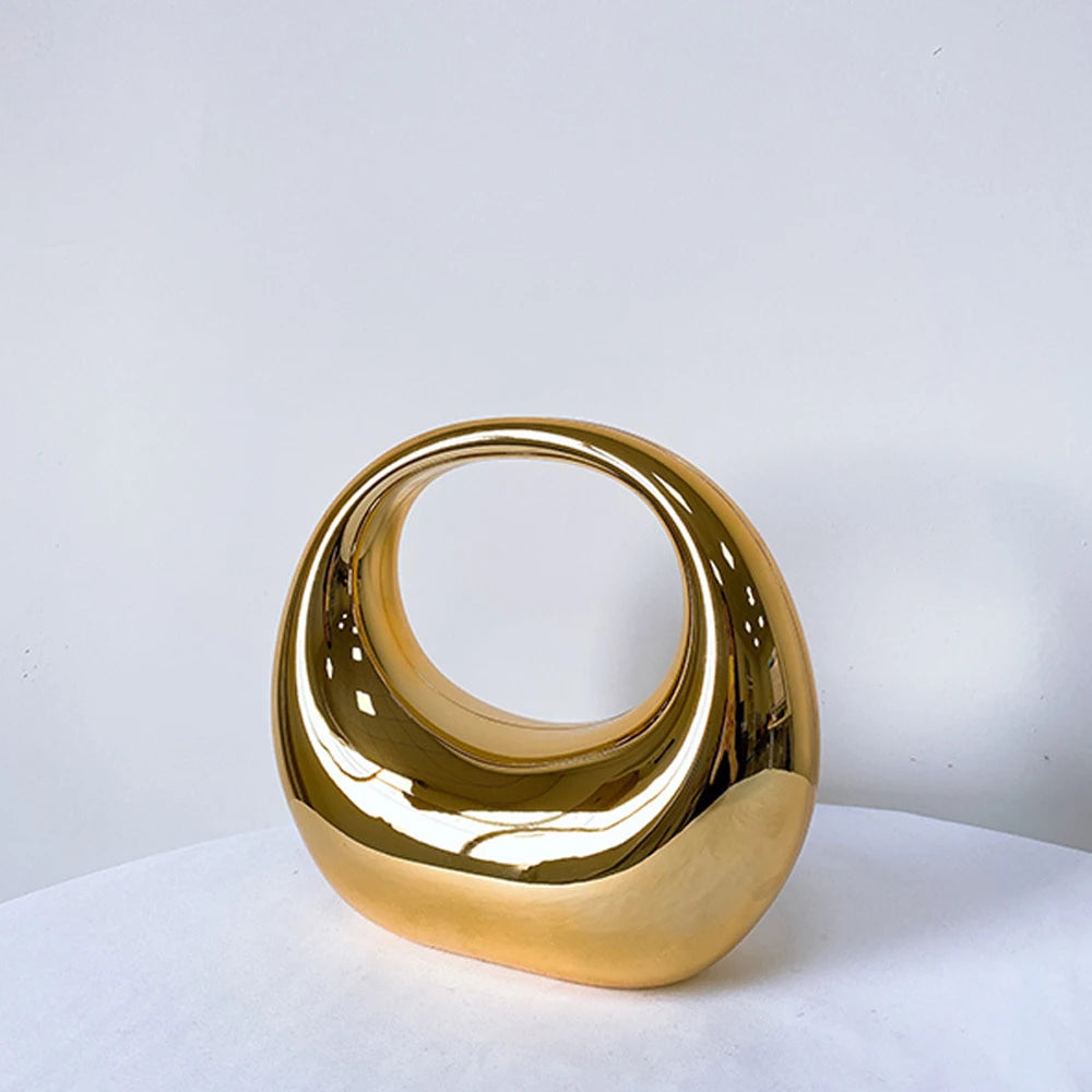 Golden Acrylic Half Moon Hobo Bag