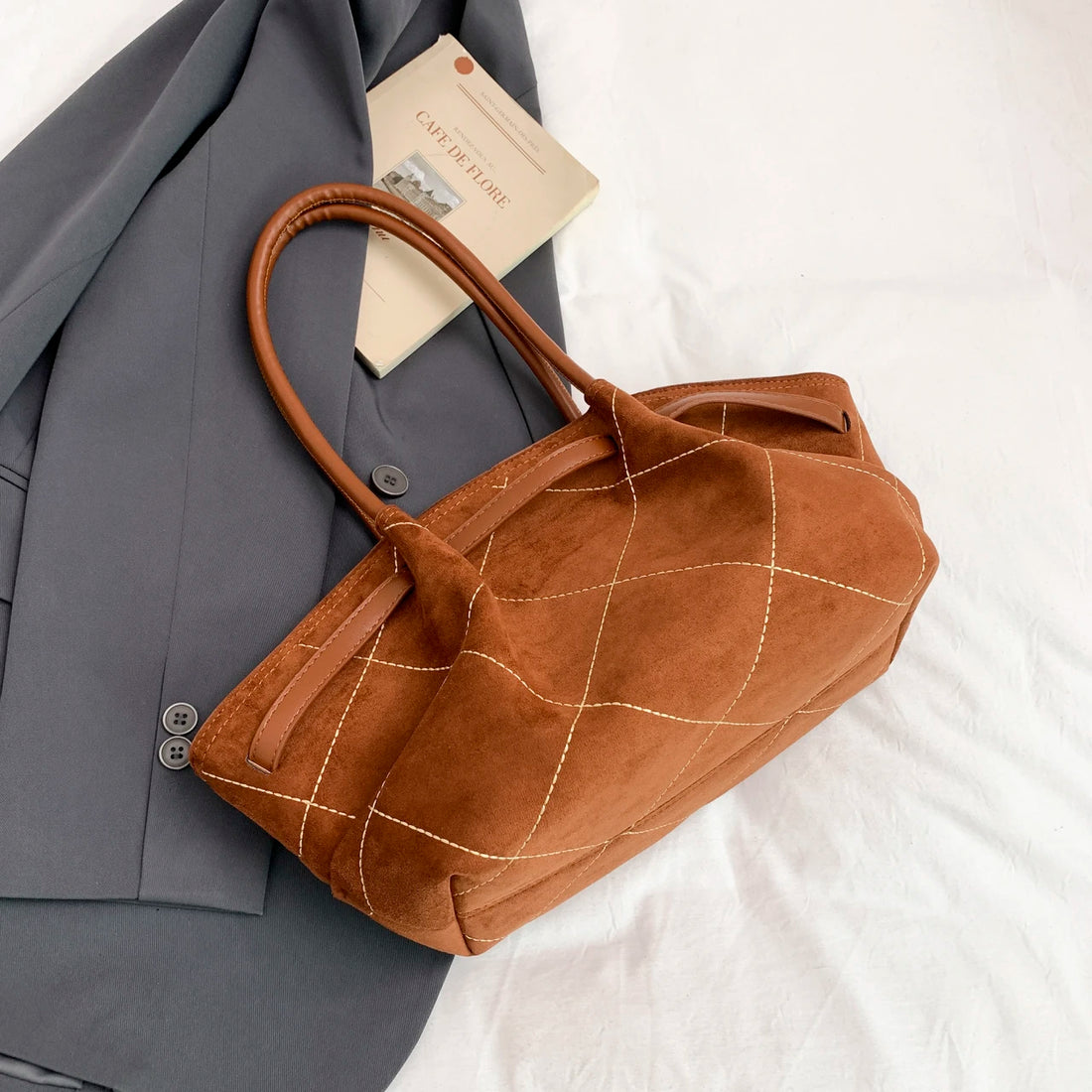 Faux Suede Shoulder Bag