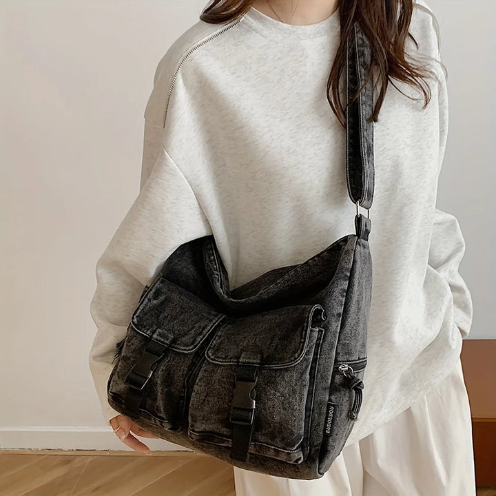 Women Large Capacity Denim Shoulder Crossbody Bag