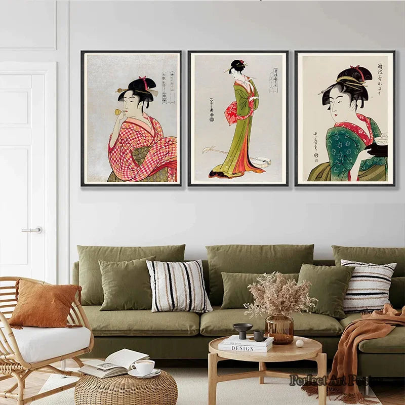 Japanese Vintage Geisha Ukiyo-e Canvas Poster