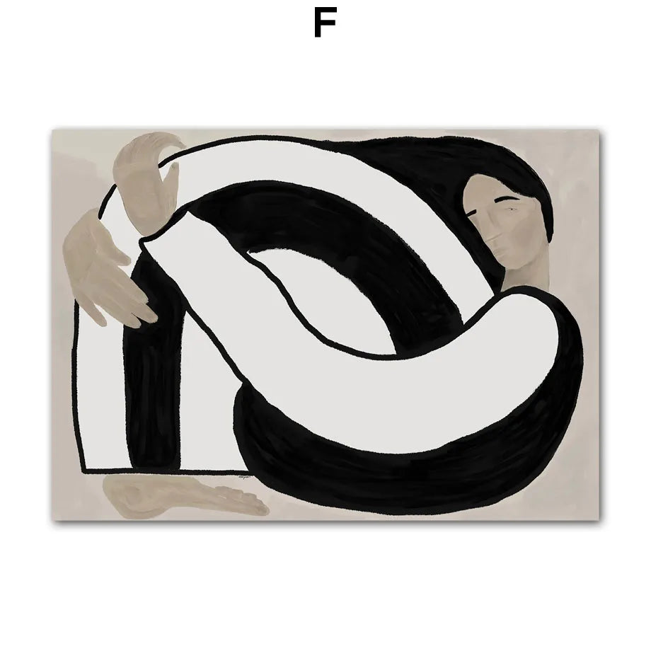 Abstract Figure Line Girl Canvas Wall Art