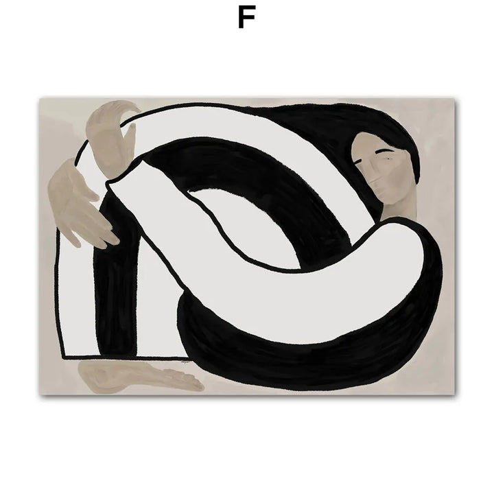 Abstract Figure Line Girl Canvas Wall Art