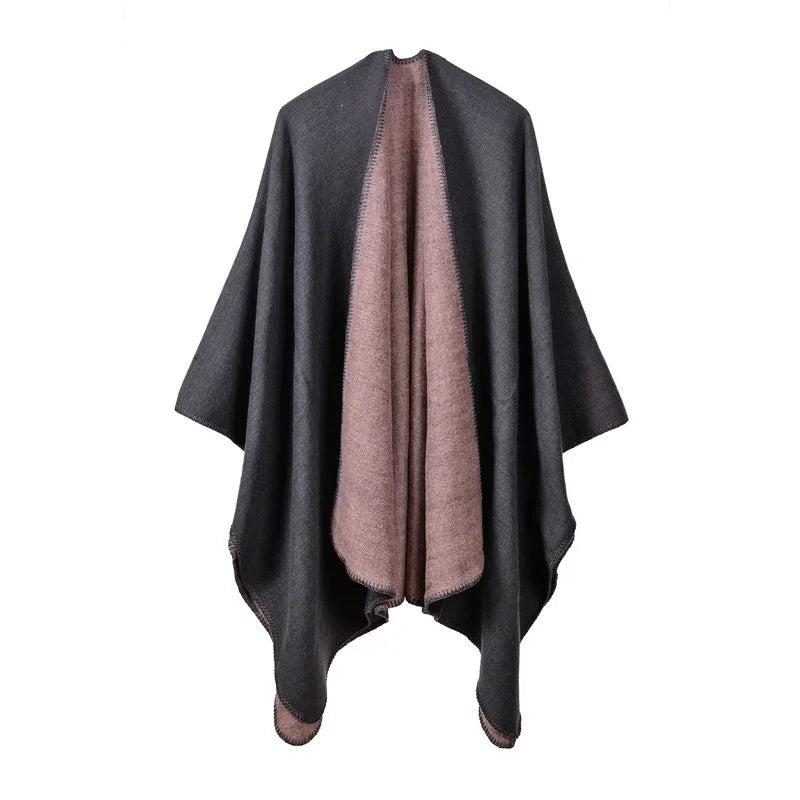 Winter Imitation Cashmere Poncho Cape Wrap