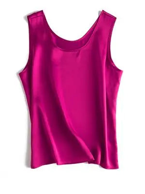 Women’s 100% Mulberry Silk O-Neck Sleeveless Tank Top