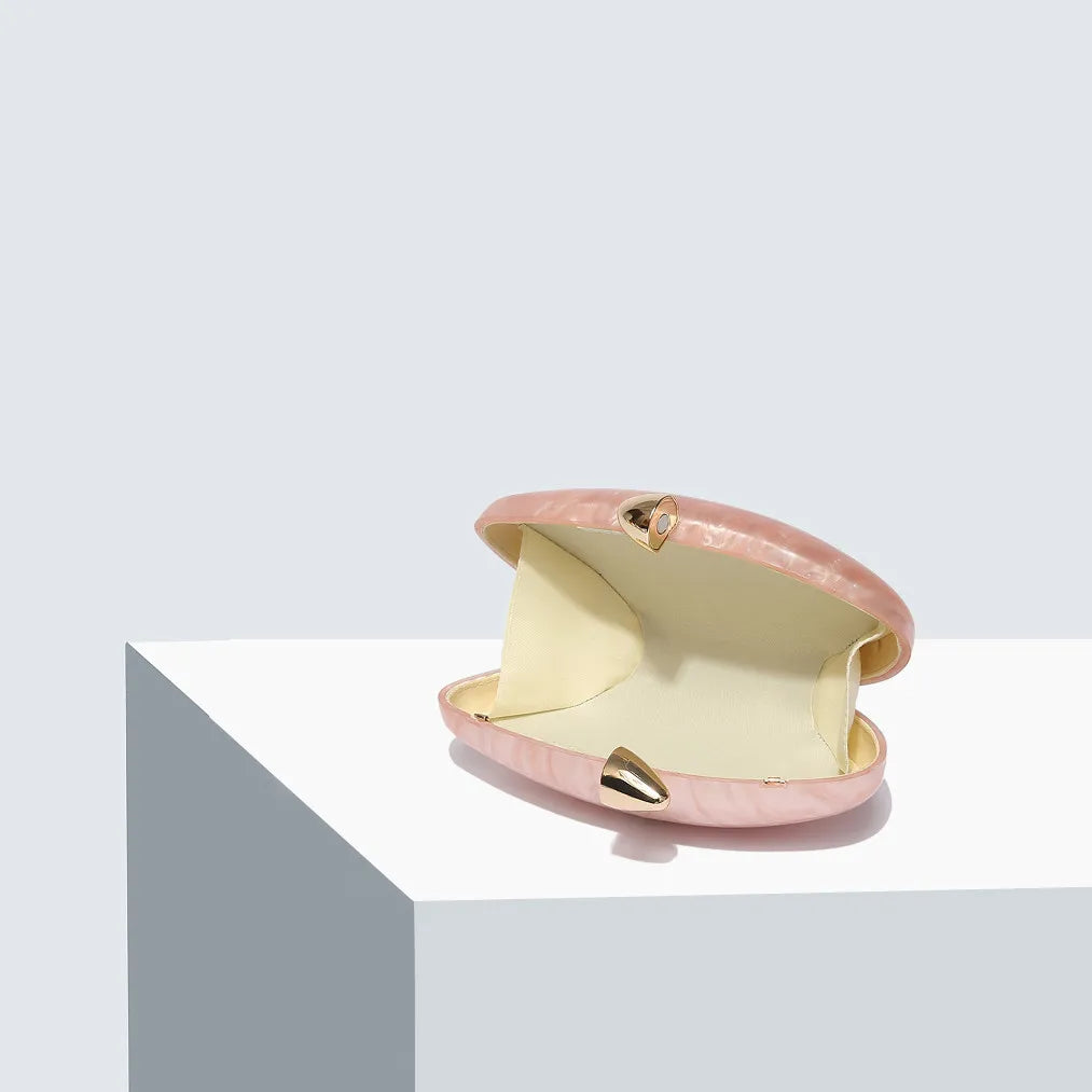 2025 New Designer Evening Bag for Women - Trendy Acrylic Clutch Purse with Chain, Elegant Ellipse Shoulder Bag for Party Wedding