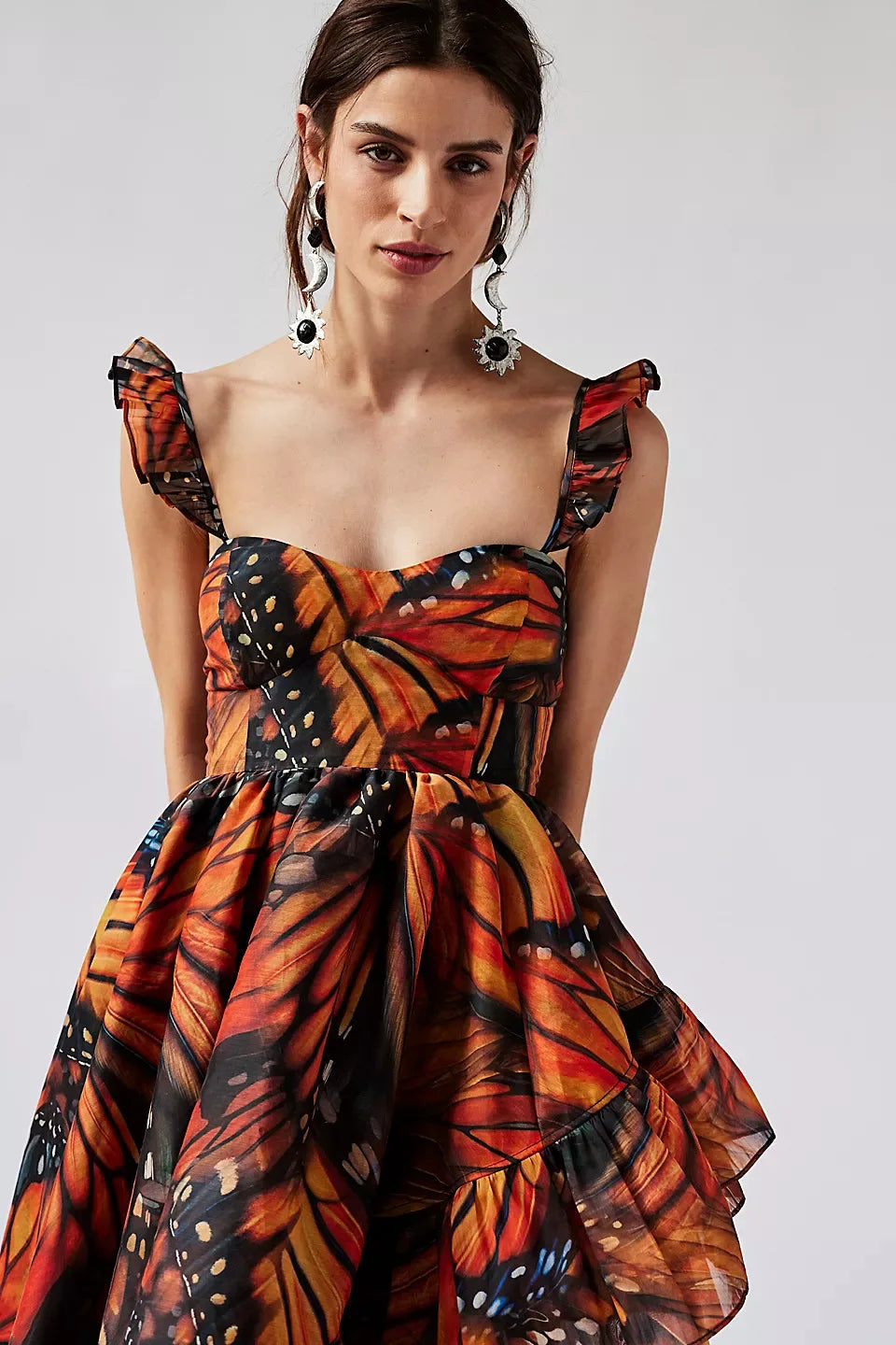 Floral Print Sleeveless Chiffon Midi Dress