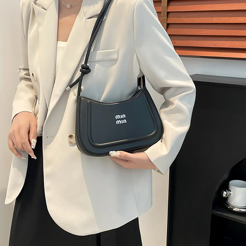 High-End Texture Crescent Crossbody Bag