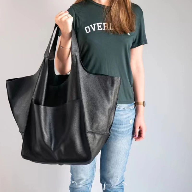 Luxury Retro Metal-Look PU Leather Tote Bag