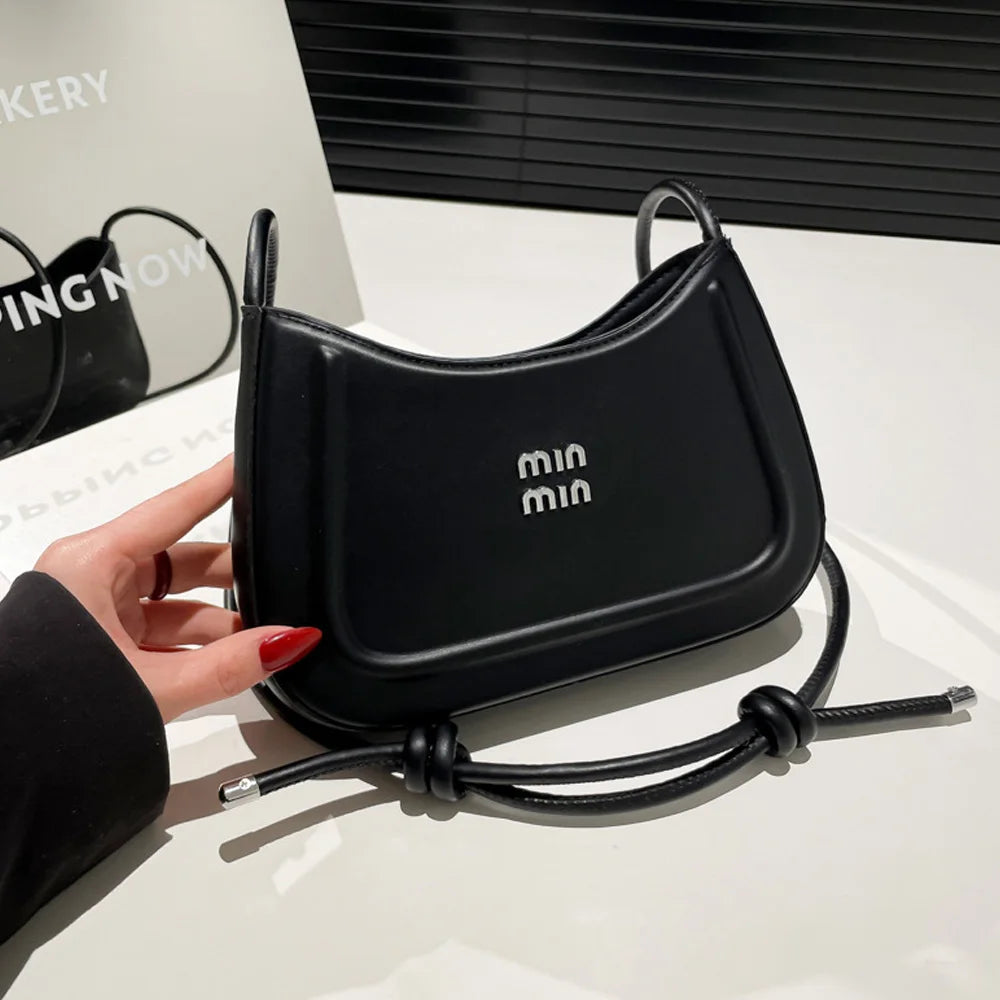 High-End Texture Crescent Crossbody Bag