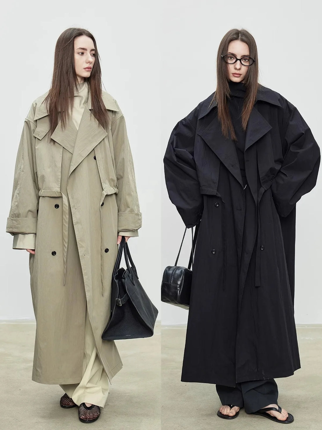 Oversized Double Breasted Khaki Trench Coat