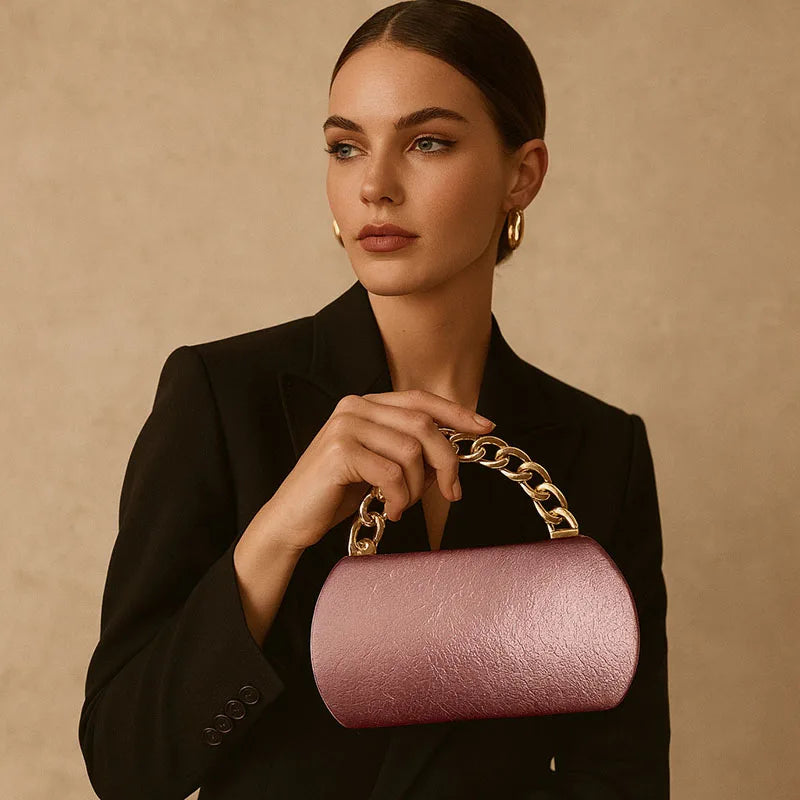 Luxury Gold Buckle Half Moon Evening Clutch