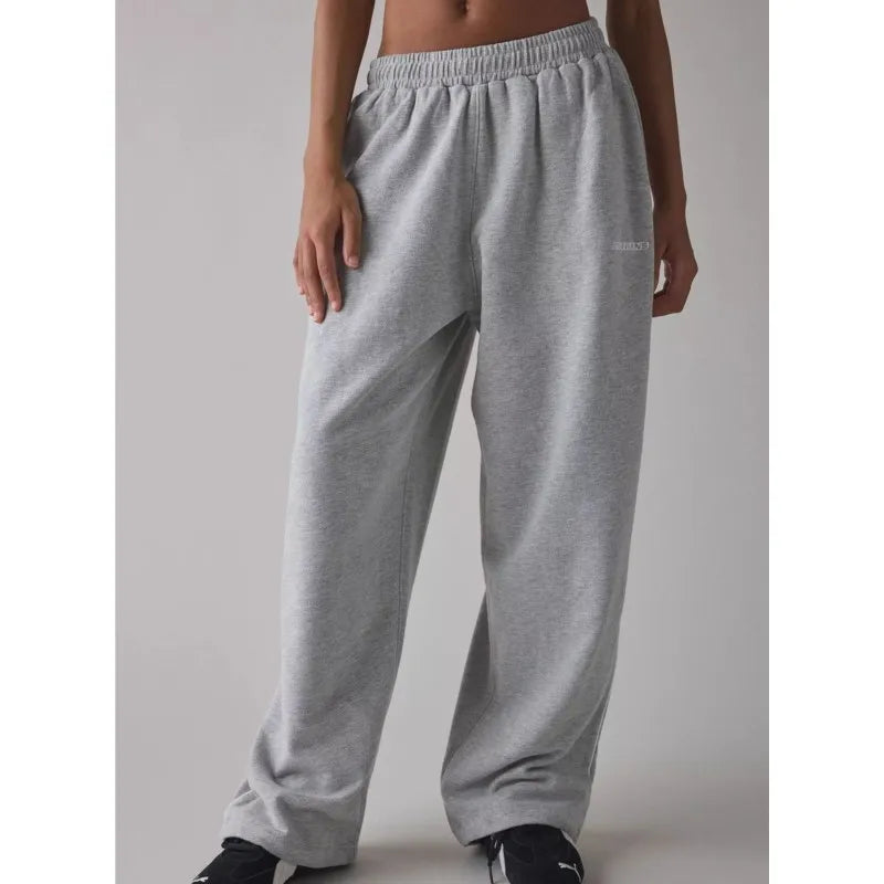 2025 autumn winter Casual pants woman clothing sports pantalones Commuting Straight trousers Homewear Solid color simple style