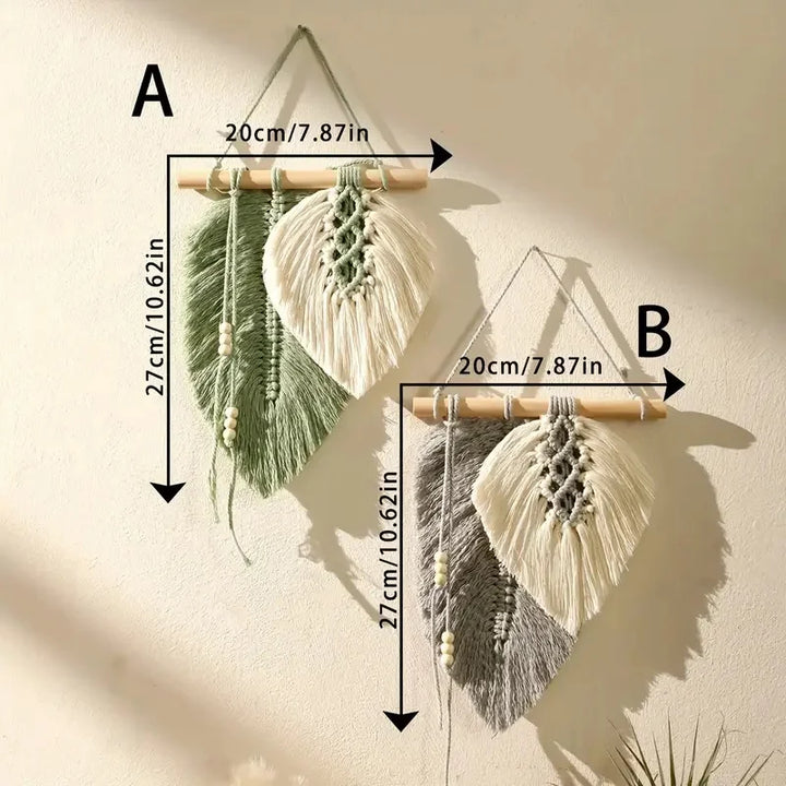 Handmade Boho Macrame Leaf Wall Decor