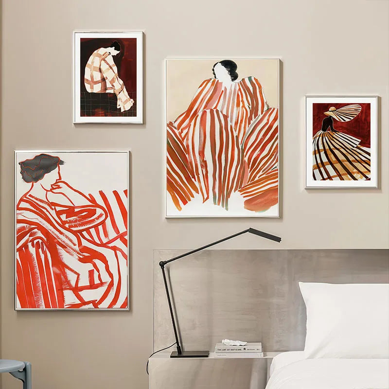 Red Striped Girl Hat Canvas Wall Art