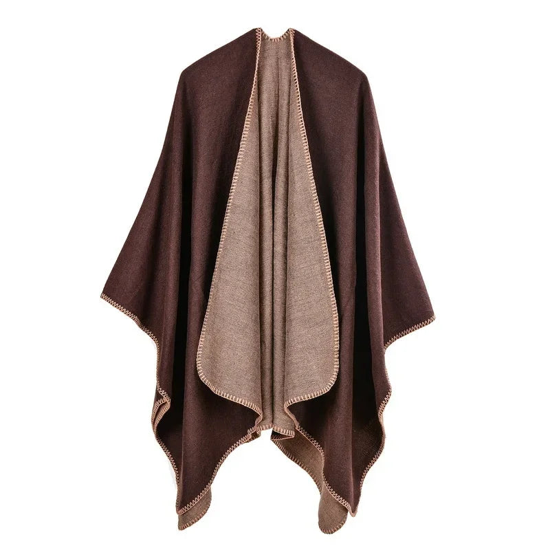 Winter Imitation Cashmere Poncho Cape Wrap