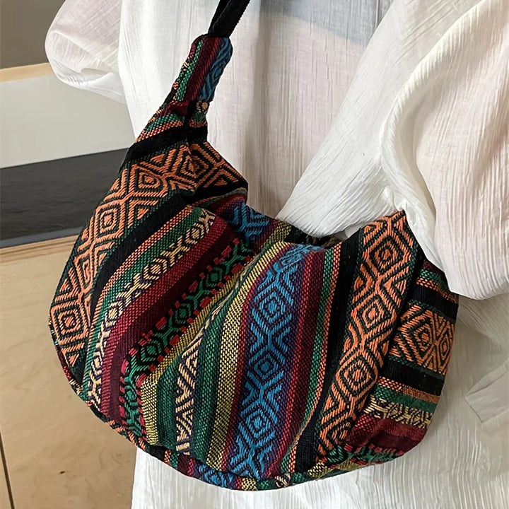 Tribal Striped Canvas Crossbody Bag