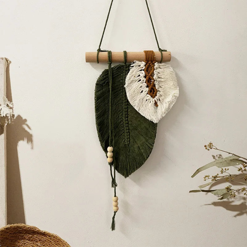Handmade Boho Macrame Leaf Wall Decor