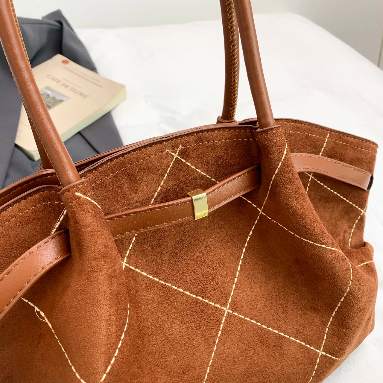 Faux Suede Shoulder Bag