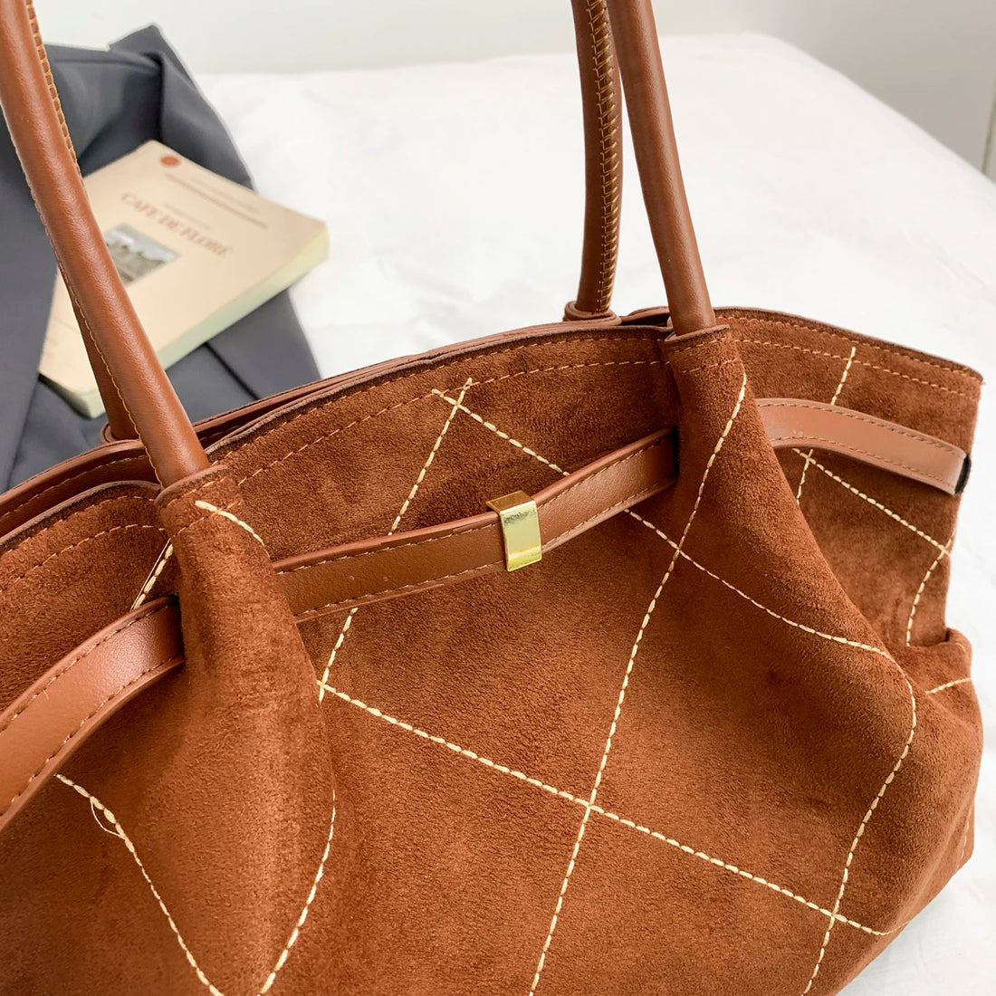 Faux Suede Shoulder Bag