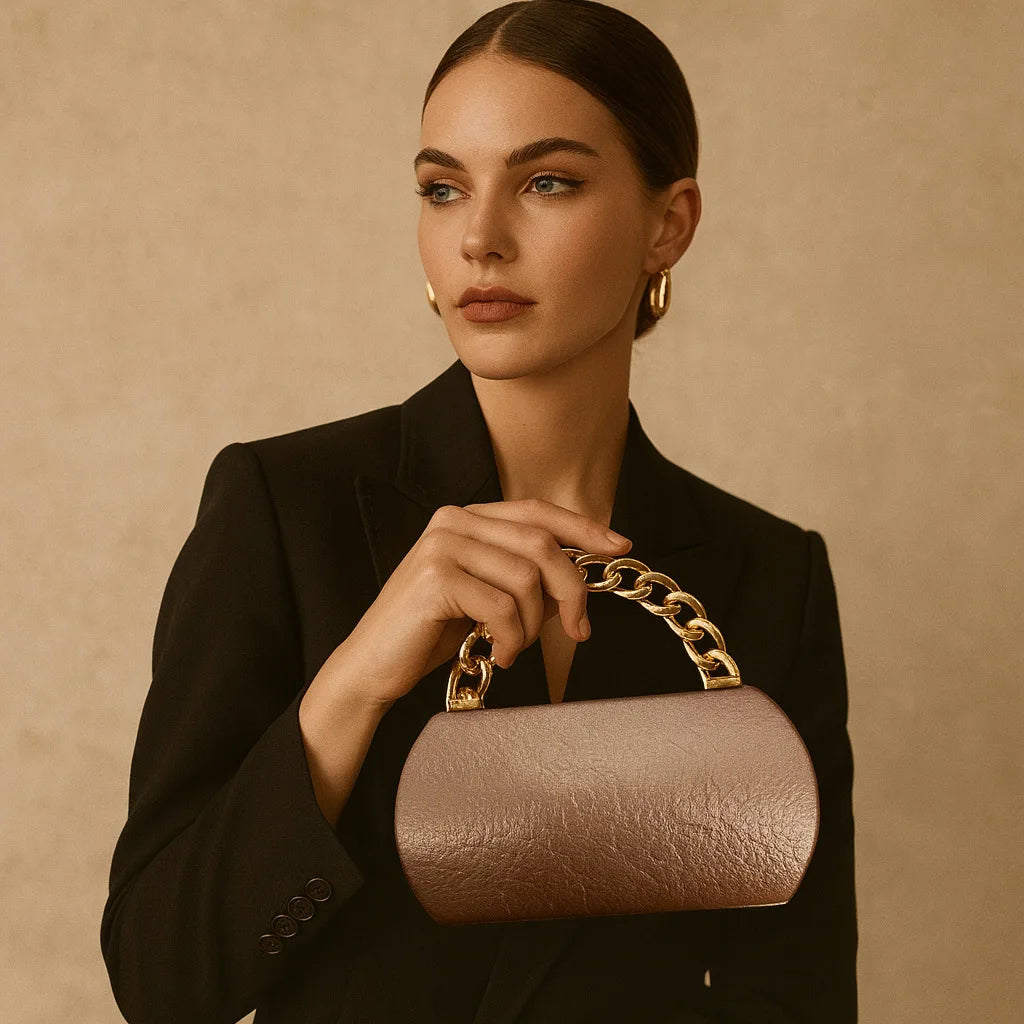 Luxury Gold Buckle Half Moon Evening Clutch