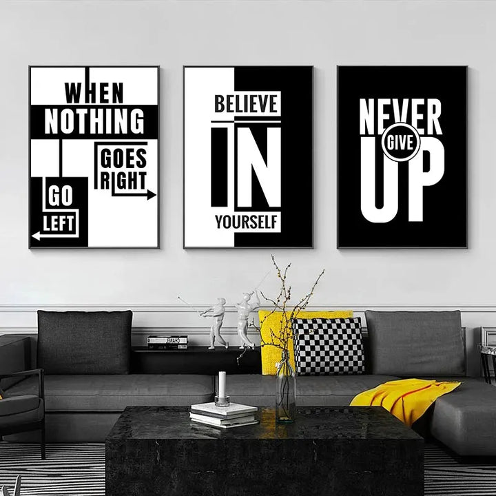 Modern Black & White Quote Canvas Art