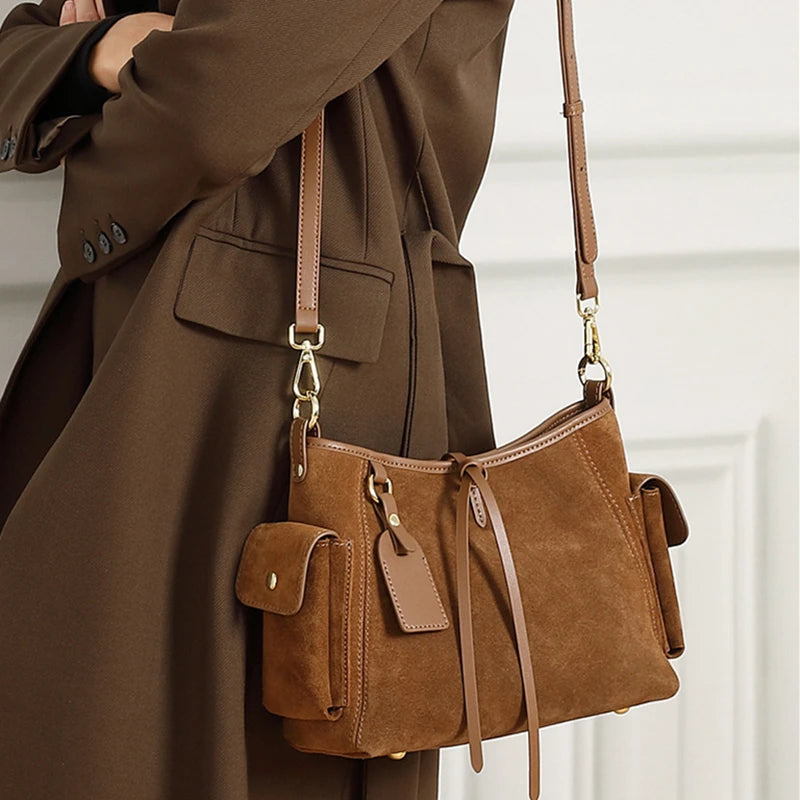 Vintage Suede Genuine Leather Shoulder Bag